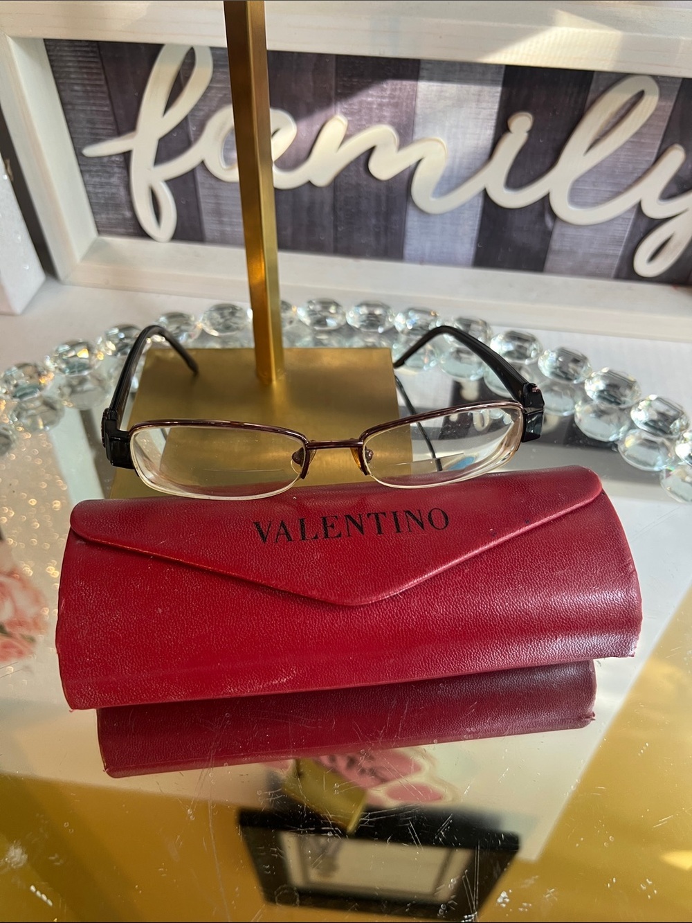Valentino prescription glases with Red Leather Eyeglass Case - Picture 5 of 14
